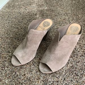 Vince Camuto Sarina leather peep toe mules